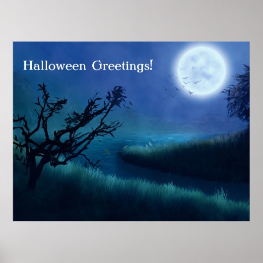 Halloween Moon in der Nacht in den Schatten von Bl Poster (Vorne)
