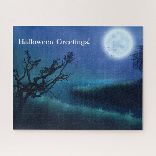 Halloween Moon in der Nacht in den Schatten von Bl Puzzle (Horizontal)