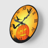 Halloween Moon Jack-O-Lantern Runde Wanduhr (Winkel)