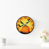 Halloween Moon Jack-O-Lantern Runde Wanduhr (Zuhause)