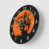 Halloween Moon Runde Wanduhr (Winkel)