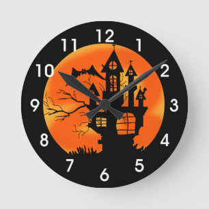Halloween Moon Runde Wanduhr