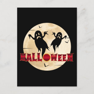 Halloween Moon Silhouette Gespenster Postkarte