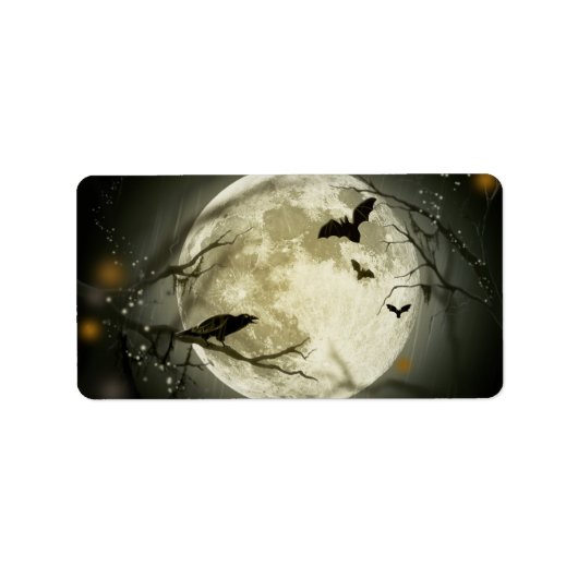 Halloween Moon Spooky Crows Adressaufkleber (Vorne)