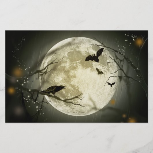 Halloween Moon Spooky Crows Briefpapier (Vorderseite)