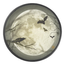 Halloween Moon Spooky Crows Eishockey Puck