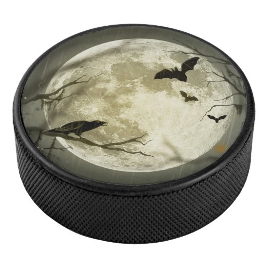 Halloween Moon Spooky Crows Eishockey Puck (3/4)