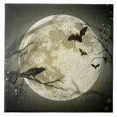 Halloween Moon Spooky Crows Fliese (Vorderseite)