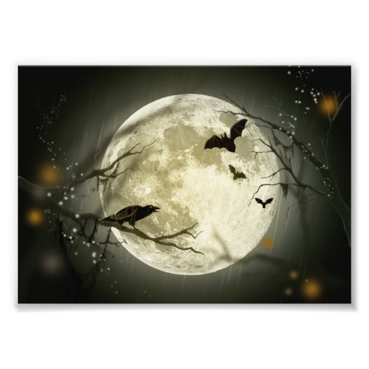 Halloween Moon Spooky Crows Fotodruck (Vorne)