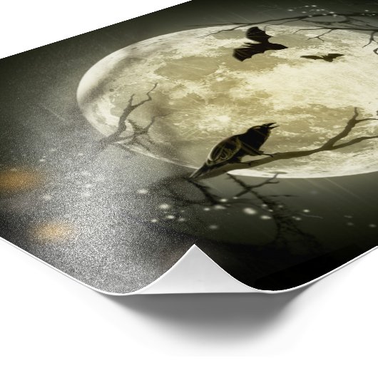 Halloween Moon Spooky Crows Fotodruck (Ecke)