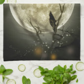 Halloween Moon Spooky Crows Geschirrtuch (Gefaltet)