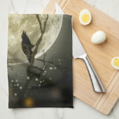 Halloween Moon Spooky Crows Geschirrtuch (Viertel Falte)