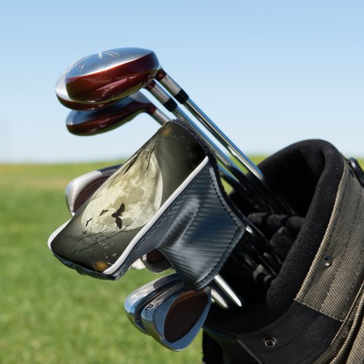 Halloween Moon Spooky Crows Golf Headcover (In Situ)