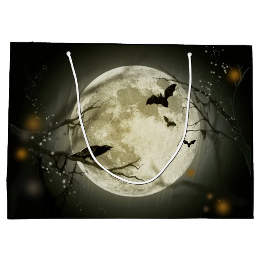 Halloween Moon Spooky Crows Große Geschenktüte (Rückseite)