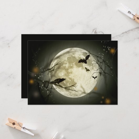 Halloween Moon Spooky Crows Karte (Vorderseite/Rückseite Beispiel)