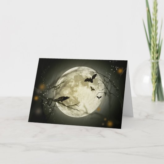 Halloween Moon Spooky Crows Karte (Vorderseite)