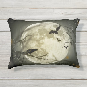 Halloween Moon Spooky Crows Kissen Für Draußen