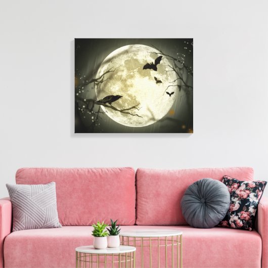 Halloween Moon Spooky Crows Leinwanddruck (Insitu (Wohnzimmer))