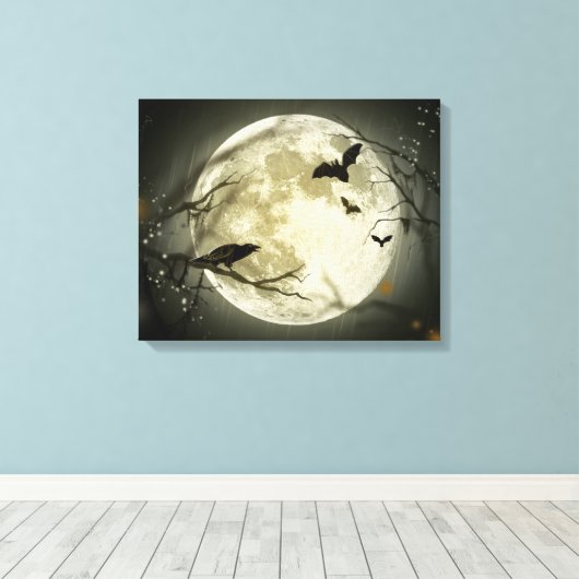 Halloween Moon Spooky Crows Leinwanddruck (Insitu (Holzboden))