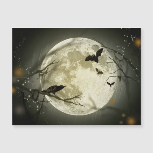 Halloween Moon Spooky Crows Magnetkarte (Vorderseite)