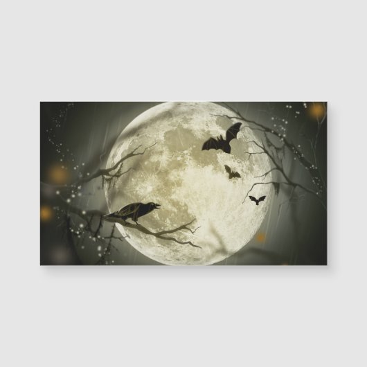 Halloween Moon Spooky Crows Magnetkarte (Vorderseite)
