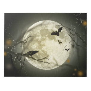 Halloween Moon Spooky Crows Notizblock