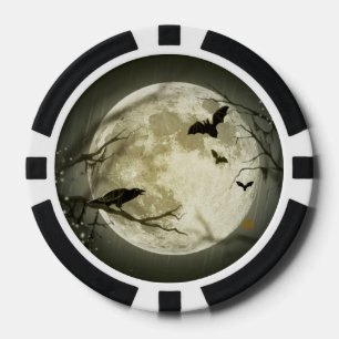 Halloween Moon Spooky Crows Pokerchips