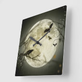 Halloween Moon Spooky Crows Quadratische Wanduhr (Winkel)