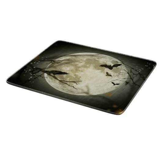 Halloween Moon Spooky Crows Schneidebrett (Ecke)
