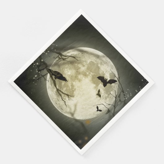 Halloween Moon Spooky Crows Serviette (Ecke)