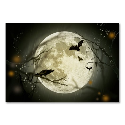 Halloween Moon Spooky Crows Tischnummer (Rückseite)