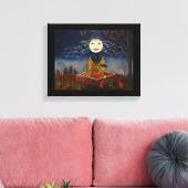 Halloween Moon Trick oder Treat Devil Black Cat Leinwanddruck (Insitu (Wohnzimmer))