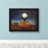 Halloween Moon Trick oder Treat Devil Black Cat Leinwanddruck (Insitu (Holzboden))
