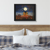 Halloween Moon Trick oder Treat Devil Black Cat Leinwanddruck (Insitu (Schlafzimmer))