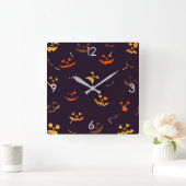 Halloween Moonlight Haunted House Square Wall Cloc Quadratische Wanduhr (Zuhause)