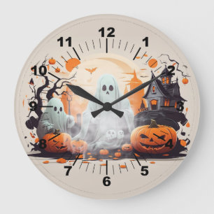 Halloween Moonlight Spuk House Große Wanduhr