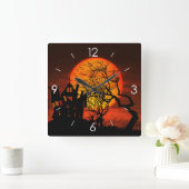 Halloween Moonlight Spuk House Quadratische Wanduhr (Zuhause)