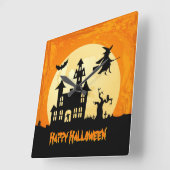 Halloween Moonlight Spuk House Quadratische Wanduhr (Winkel)