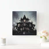 Halloween Moonlight Spuk House Quadratische Wanduhr (Zuhause)