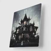 Halloween Moonlight Spuk House Quadratische Wanduhr (Winkel)