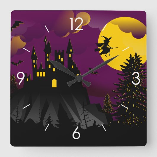 Halloween Moonlight Spuk House Quadratische Wanduhr (Vorderseite)