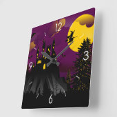 Halloween Moonlight Spuk House Quadratische Wanduhr (Winkel)