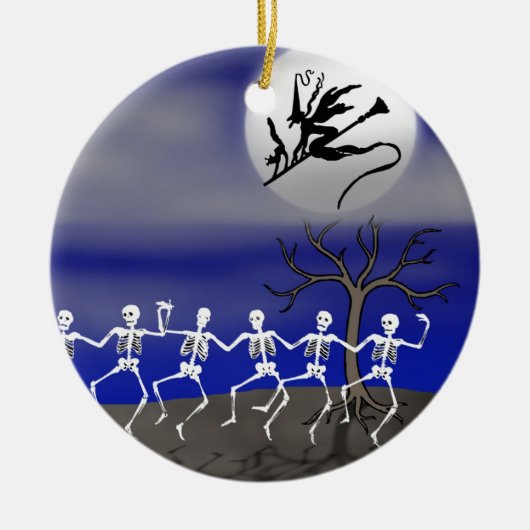 Halloween Moonlit Party Scene Keramikornament (Vorne)