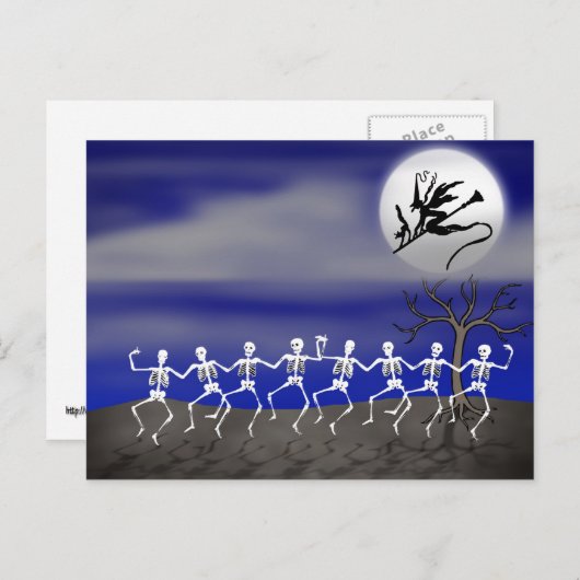 Halloween Moonlit Party Scene Postkarte (Vorne/Hinten)