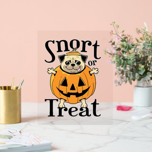 Halloween-Mops Acrylschild (Hochzeit)