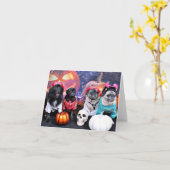 Halloween - Mops - Bruno-Perlen-Bärn-Frau Wiggens Karte (Gelbe Blume)