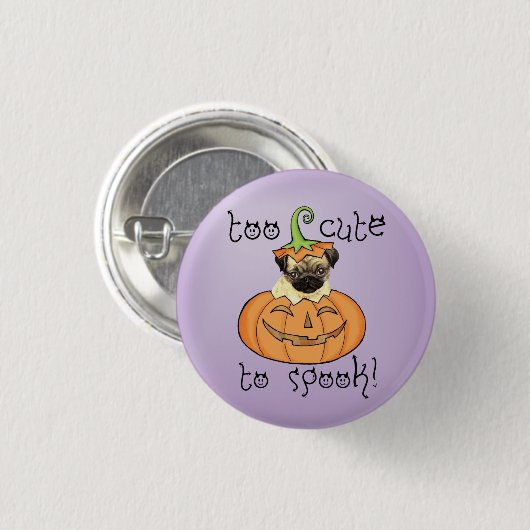 Halloween-Mops Button (Vorne & Hinten)