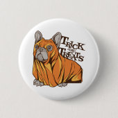 Halloween Mops Button (Vorderseite)