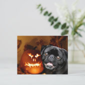 Halloween Mops Dog Postkarte (Stehend Vorderseite)