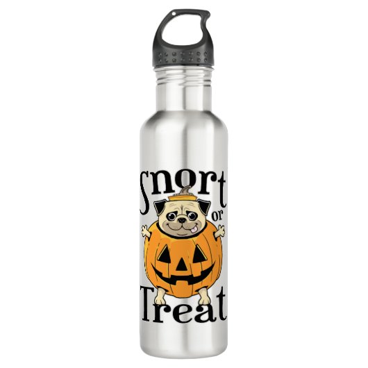 Halloween-Mops Edelstahlflasche (Vorderseite)